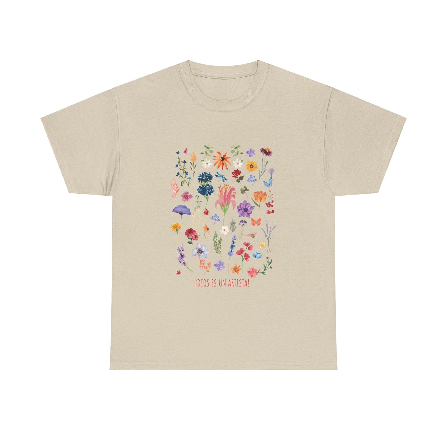 Camiseta playera con mensaje bíblico cristiano, unisex 100% algodón grueso, diseño original floral. "Dios es un artista". Amplia variedad