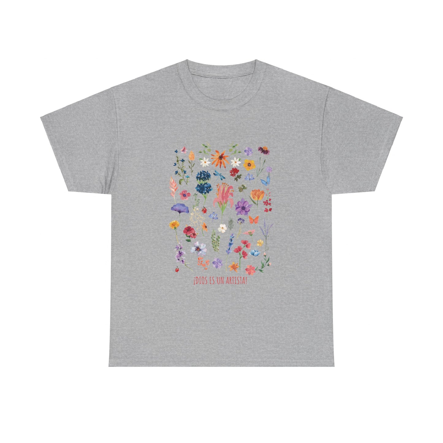 Camiseta playera con mensaje bíblico cristiano, unisex 100% algodón grueso, diseño original floral. "Dios es un artista". Amplia variedad