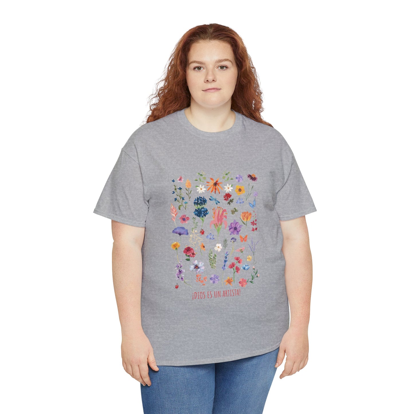 Camiseta playera con mensaje bíblico cristiano, unisex 100% algodón grueso, diseño original floral. "Dios es un artista". Amplia variedad