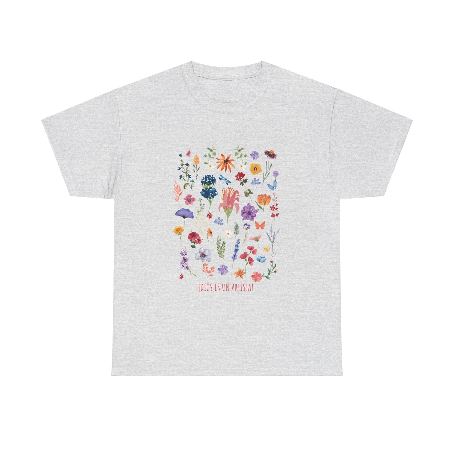 Camiseta playera con mensaje bíblico cristiano, unisex 100% algodón grueso, diseño original floral. "Dios es un artista". Amplia variedad