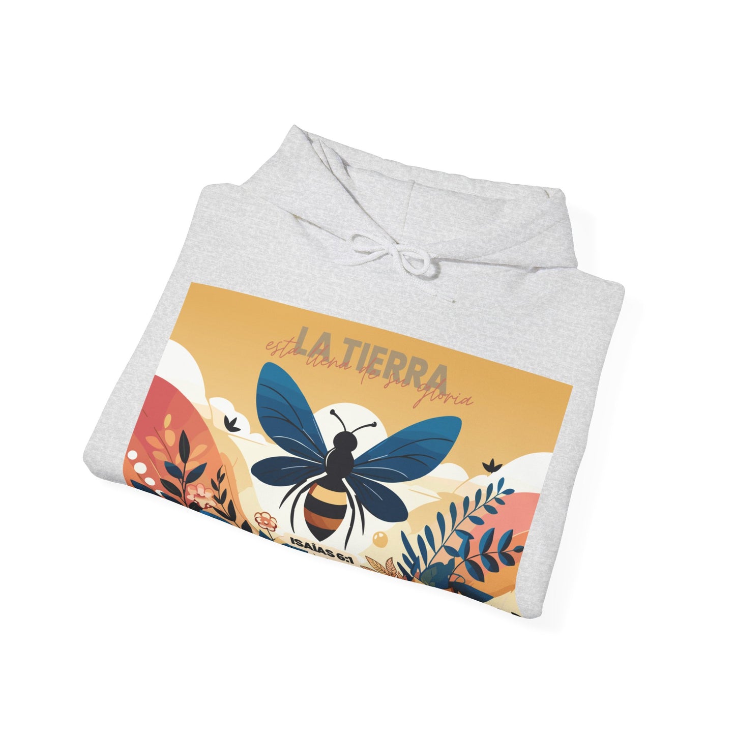 Sudadera / hoody con mensaje bíblico cristiano, unisex con capucha, diseño original abeja, "La tierra está llena de su gloria"